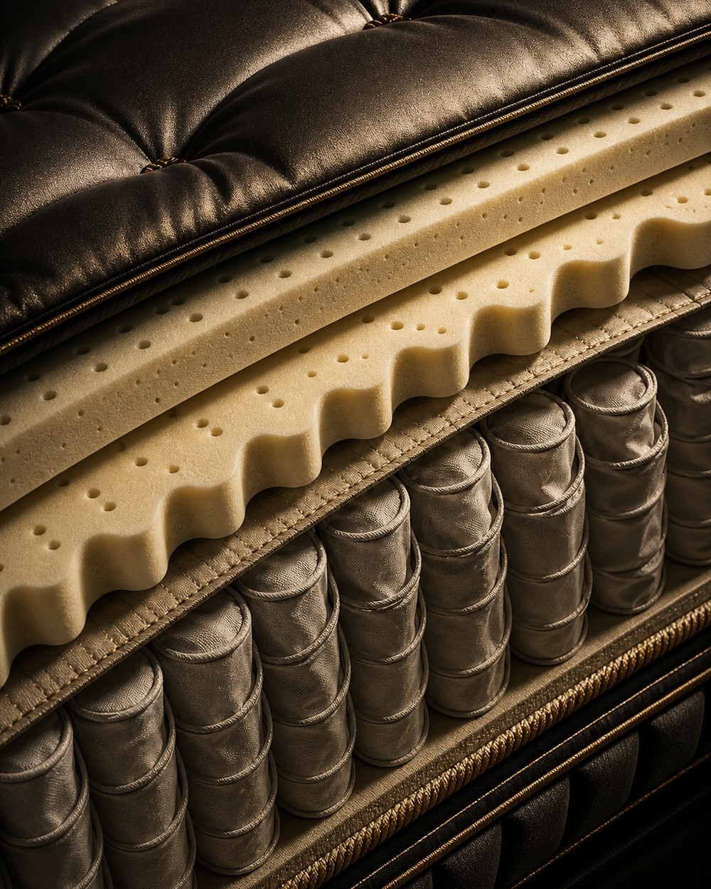Porsse craftsmanship — natural latex, pocketed micro-coils and silk covers